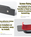 Adhesive Cabinet Handles Self Stick Drawer Pulls Black Zinc Alloy No Drill Required For Kitchen Cabinets Drawers Refrigerators Windows And Sliding Doors 8.25 Inch Length Anti Fingerprint Coating Resists Smudges And Water Stains; screw-fixed base