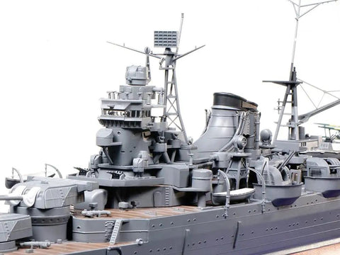 Premium Mogami Aircraft Carrier Model Kit In 1/350 Scale with detailed structures and towers for hobbyists.