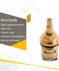 Faucet Cartridge Replacement With Ceramic Disc For Three Quarters Inch BSP Taps Solid Brass Body Durable Ceramic 20 Spline Valve