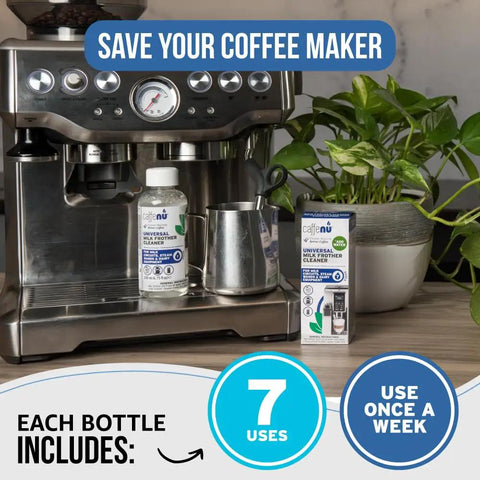 Universal Milk Frother Cleaner For All Coffee Machines Just Add Water No Fuss Deep Clean Milk Systems Steam Wands And Dairy Components Removes Milk Residue Extends Equipment Life Keeps Your Coffee Tasting Fresh. 1 bottle, 7 uses