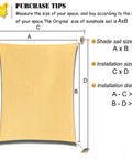Diagram of Outdoor Sun Shade Sail Canopy 6 By 8 Feet Rectangle UV Blocking Sunshade Fabric for Pergola Backyard Garden Yard Sand Color