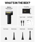 B10 Pro Electric Air Duster Cordless Desktop Blower With 110000 RPM Brushless Motor MegaBoost, accessories shown in box