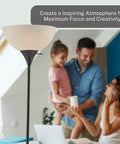 Dope Modern Black Floor Lamp With White Opal Bowl Shade, 72 Inch Tall Corner Light in home office setting.