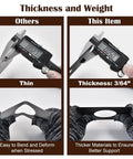 Comparison of thin metal against 3/64 inch thick Matte Black Door Lock Reinforcement Plate Kit Two Piece For Door Knobs And Deadbolts Covers Damaged Areas Fills Gaps Reinforces Loose Locks Backplate Repair Cover For Most Standard Levers And Knobs