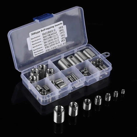 Self Tapping Threaded Inserts Kit For Metal And Stainless Steel 58 Piece Diy Tool Set For Tight, Durable Screw Reinforcement And Easy Install case