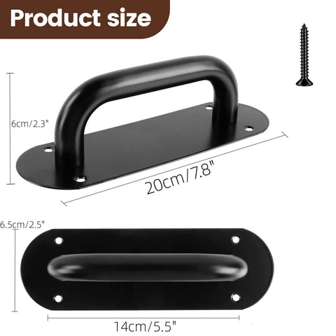 9 Inch Stainless Steel Barn Door Handle Black Heavy Duty Pull For Barn Doors And Home Rooms Easy Install Durable Hardware Beefy Construction With Smooth Surface Anti Slip Grip And Simple Mounting For Indoor Outdoor Use, 7.8in size view