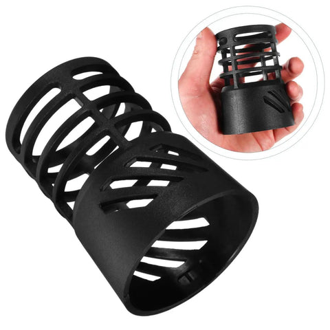 Heat Resistant Shield Cover For Hot Air Machines Universal Protective Cap, black cage design, shown held in hand, 3.54 x 2.36 x 2.36 in.
