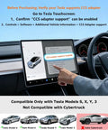 Badass Heavy Duty Ccs1 To Nacs Adapter For Tesla And All Nacs Evs Delivering 250Kw Dc Fast Charging With Smart Chip Protection That Is Straight Up Bulletproof shown on Tesla touchscreen, confirming CCS adapter support.