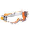 Rugged Mowing Goggles Featuring Anti Fog Coating And Tight Windproof Seals, transparent with orange accents, compact 190mm design.