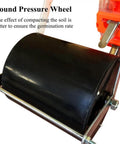 Round pressure wheel on Hand Push Garden Seeder Planter For Precise Row Planting Of Corn Soybean Peanut And Cotton