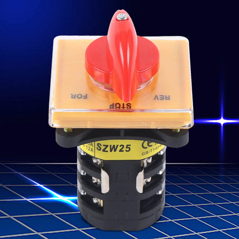 Forward Reverse 3 Phase Milling Switch Rock Solid Rotary Universal Changeover Selector on blue grid background