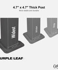 Comparison of 4.7 x 4.7 inch thick posts with durable design, labeled widest, wider, and wide, for aluminum gazebo stability.