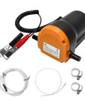 Grease Monkey Approved 12 Volt Electric Oil Extractor Pump With 60 Watt Motor And Reinforced Hose Clamps with wiring and hoses.