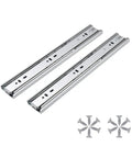 Built Tough 12 Inch Soft Close Drawer Slides 5 Pairs Full Extension Ball Bearing Side Mount Satin Nickel Heavy Duty 100 Lb Capacity For Kitchen And Bathroom Remodels, with screws