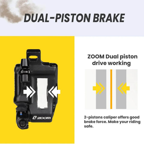 HB-100 Hydraulic Disc Brake Caliper Kit dual-piston brake for mountain, road bikes, electric scooter, front view