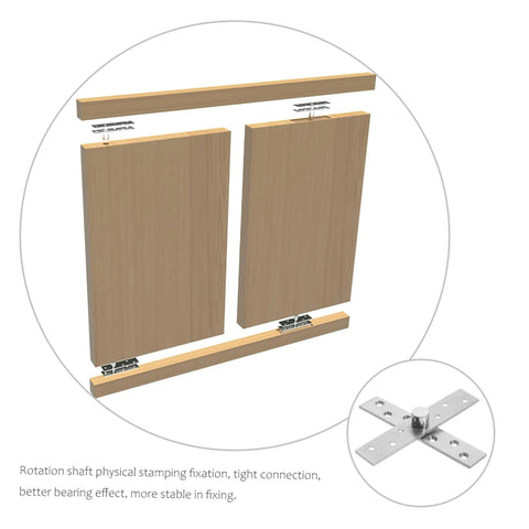 360 Degree Rotation Hidden Door Hinges Set 4 Pieces Stainless Steel Pivot Hinges for Wooden and Aluminum Doors Concealed Cabinet and Hidden Doors Rust Resistant Easy Install for DIYers Smooth Operation and Sleek Look