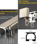 Heavy Duty Aluminum Curtain Track System 90cm Ceiling Or Wall Mount For Heavy Curtains And Sliding Panels In Black Finish, Adjustable 50cm To 600cm, Rustproof Waterproof With Stainless Steel Track For Built To Last Durable Home Or Office Use, close-up view of track components and dimensions