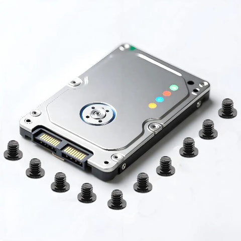 Straight Up 100 Piece 2.5 Inch HDD SSD Caddy Screw Set M3x3 Stainless Steel Flat Head Phillips Laptop Repair Kit on HDD.