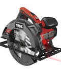 SKIL 7-1/4 in circular saw with laser guide, 15 Amp, red and black, front view