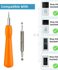 Doorbell Screwdriver Replacement Kit With Double Ended Bits For All Video Doorbells From Video Doorbell 2 To Pro And Elite Quick Battery Change And WiFi Password Reset Access Includes Screws with compatibility chart showing different doorbell models.