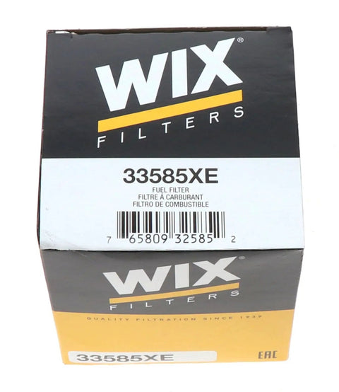 Box of Pro Grade Fuel Filter For Racing Vehicles With Vehicle Specific Fit Easy Install Keeps Fuel System Clean model 33585XE