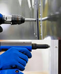 Using 400 Pieces Black Aluminum Pop Rivets Kit With Ten Sizes for metal and plastic projects with handy storage case.