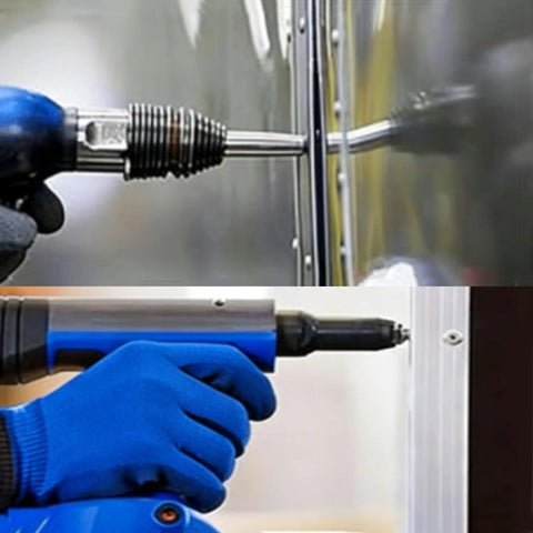 Using 400 Pieces Black Aluminum Pop Rivets Kit With Ten Sizes for metal and plastic projects with handy storage case.