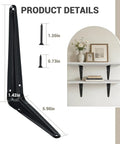 16 Pack Heavy Duty Metal Floating Shelf Brackets 6x8 Inch Black L Shaped Shelf Supports with screws and installed shelves