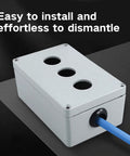 Electrical box with rubber grommet from Assorted Rubber Grommets Kit For Wiring, 188 Pieces, eight common sizes, holding blue cable