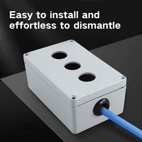 Electrical box with rubber grommet from Assorted Rubber Grommets Kit For Wiring, 188 Pieces, eight common sizes, holding blue cable