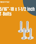 Pro Grade T-Track Knob Kit With Seven Star Knobs And 5/16-18 Bolts for woodworking jigs, set of four T-bolts displayed
