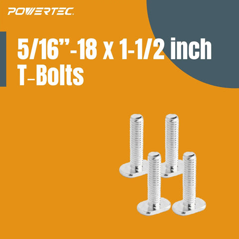 Pro Grade T-Track Knob Kit With Seven Star Knobs And 5/16-18 Bolts for woodworking jigs, set of four T-bolts displayed