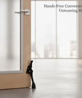 Foot Operated Door Stop With Weighted Base For Hands Free Entry On Standard Interior Doors, zinc stopper engaged