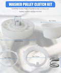 Components of Washer Pulley Clutch Kit With Drive Belt For Whirlpool And Maytag Top Load Washers, No Sweat Install