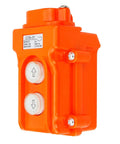 Up Down Momentary Hoist Pushbutton Switch CoB31 AC250V 15A AC380V 10A heavy duty orange housing with two control buttons.