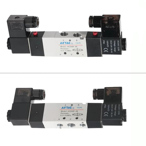 Beefy 5 Way 2 Position Double Solenoid Valve For Pneumatic Systems DC 12V 1 Quarter Inch PT Thread Aluminum Alloy