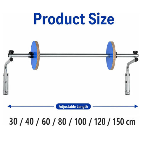 Kickass Wall Mount Bubble Wrap Dispenser With Hella Durable Foldable Steel Frame Adjusts 30 To 150Cm Rolls showing adjustable length options.