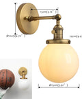 Hardwired Wall Sconce With White Globe Glass Brass Vanity Light For Bathroom Vintage Retro Vibe Wall Fixture