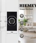 Matte Black Clear Glass Crystal Door Knobs With Privacy Lock For Bedroom And Bathroom, Octagon Modern Classic Interior Door Knobs