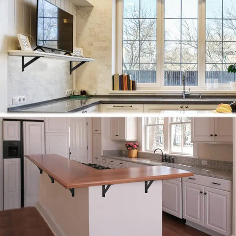 Kitchen with Beefy Heavy Duty Countertop Shelf Brackets Set Of 2 12x9 Inch Solid Metal for Floating Shelves and Mantels