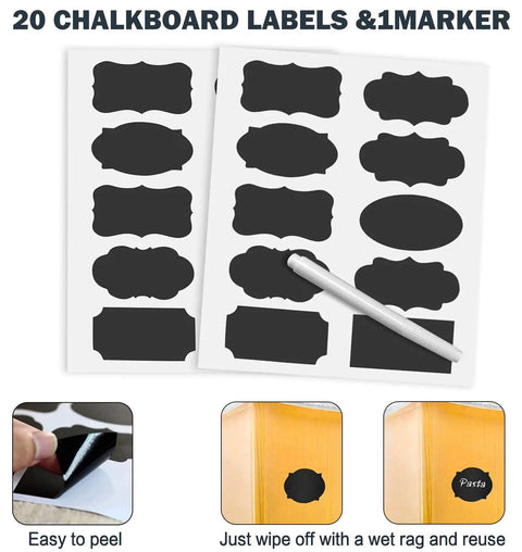 Big Ol 7 Qt Tall Food Storage Canisters Set Wide And Deep Airtight Pantry Containers 20 Chalkboard Labels with Marker