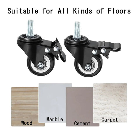 Heavy Duty Swivel Caster Wheels Built Tough For Everyday Hustle Rolls Smooth Pu Rim With Locking Brake And Threaded Stem Handles Up To 110 Lbs Per Unit on various floor types.