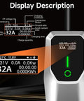 Portable 26ft EV Charger Cable With NEMA 14-50 And 5-15 Plugs, 7.68 kW 32A Adjustable Current Level display
