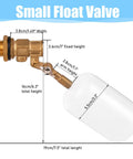 Half Inch Brass Float Valve With Adjustable Arm Automatic Fill And Shut Off for water tanks and troughs, measurements shown