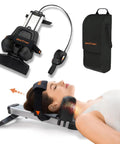 Upgrade Your Neck Game With This Sick Cervical Traction Device For Serious Spinal Decompression And Pinched Nerve Relief Perfect For Home Use To Melt Away Stubborn Headache Pain And Shoulder Soreness Fast. Image of cervical traction device in use with adjustable straps.