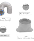 Ready To Go Portable AC Window Vent Kit With 5 Inch Hose 6 Piece Window Seal Set And Adjustable Sliding Window Plate For Portable Air Conditioners Fits 5 Inch Hoses 13 Cm And Keeps Cold Air In, featuring PVC hose and adapter components.