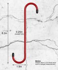 Hella Tough Brake Caliper Hooks With Thick Rubber Pads For Straightforward Disc Service And Pro Level Suspension Overhauls Set Of Two Bright Red Clamps, dimensions showing 8.2in height and 0.25in diameter.