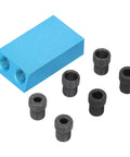 Dope Pocket Hole Jig Kit For Woodworking With 15 Degree Angle Aluminum Alloy Drilling Guide, blue block with black inserts
