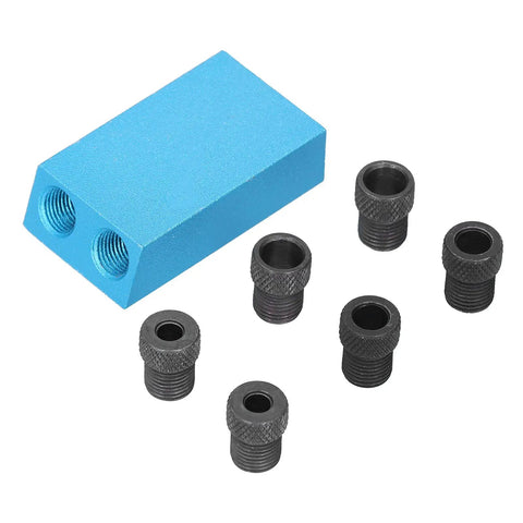 Dope Pocket Hole Jig Kit For Woodworking With 15 Degree Angle Aluminum Alloy Drilling Guide, blue block with black inserts