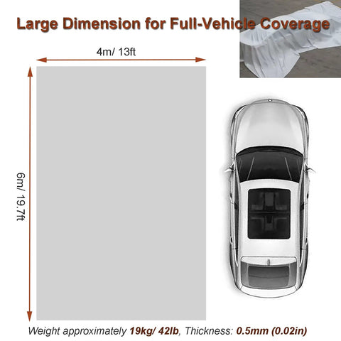 Large Heavy Duty Silicone Coated Fire Suppression Blanket For Electric And Gas Cars measuring 4m x 6m for full-vehicle coverage.